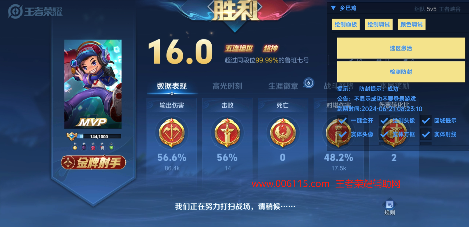 王者荣耀【乡巴鸡直装】辅助 全图透视科技